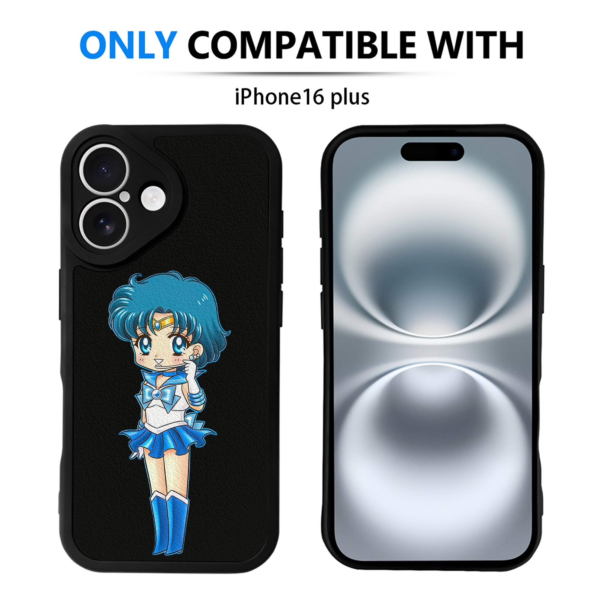 （画像用） 美少女戦士セーラームーン 水野 亜美 みずの あみ Sailor Moon Mizuno Ami 【iPhone 16シリーズ対応】シリコンスマホケース（レザー調） 材質：シリコン